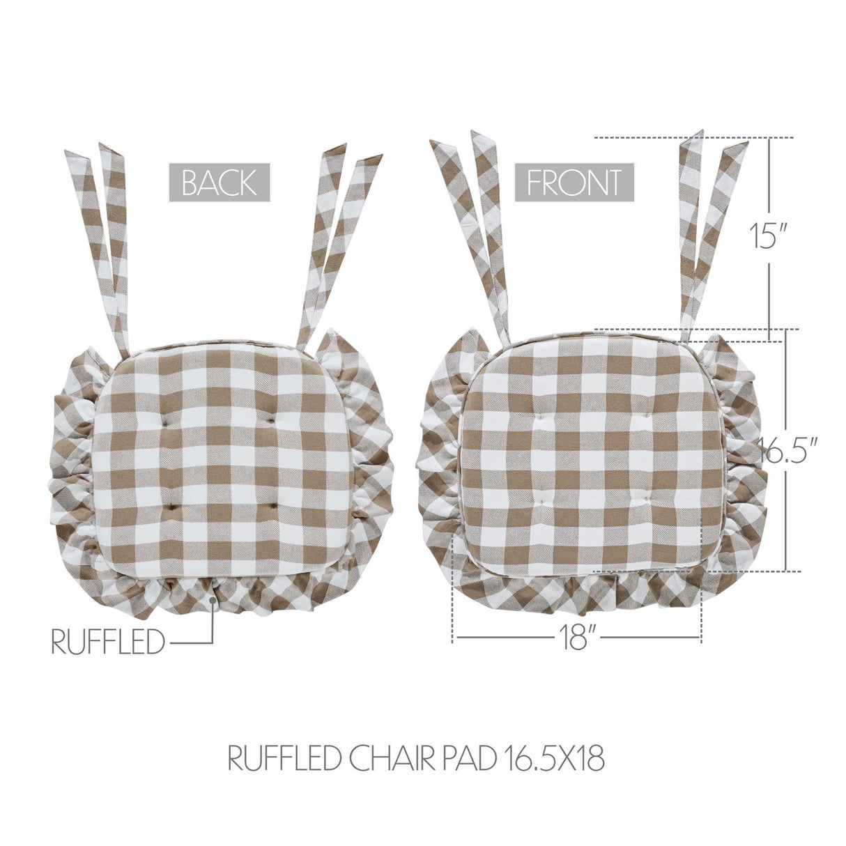 Annie Buffalo Check Ruffled Chair Pad 16.5x18