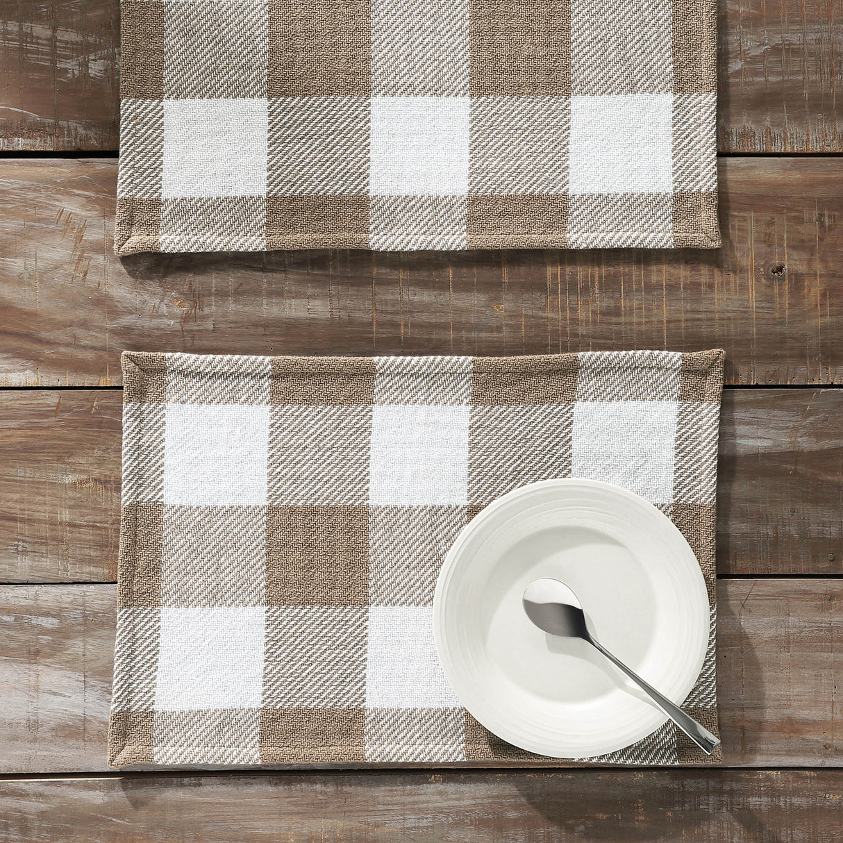 Placemat 13x19 Set of 2, Cotton Dining Room, Kitchen Placemat, Dining Table Placemats, Place Mat, Annie Buffalo Check Collection, Rectangle 13x19, Portabella, 3 Pack 6 Pack