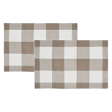 Placemat 13x19 Set of 2, Cotton Dining Room, Kitchen Placemat, Dining Table Placemats, Place Mat, Annie Buffalo Check Collection, Rectangle 13x19, Portabella, 4 Pack 8 Pack