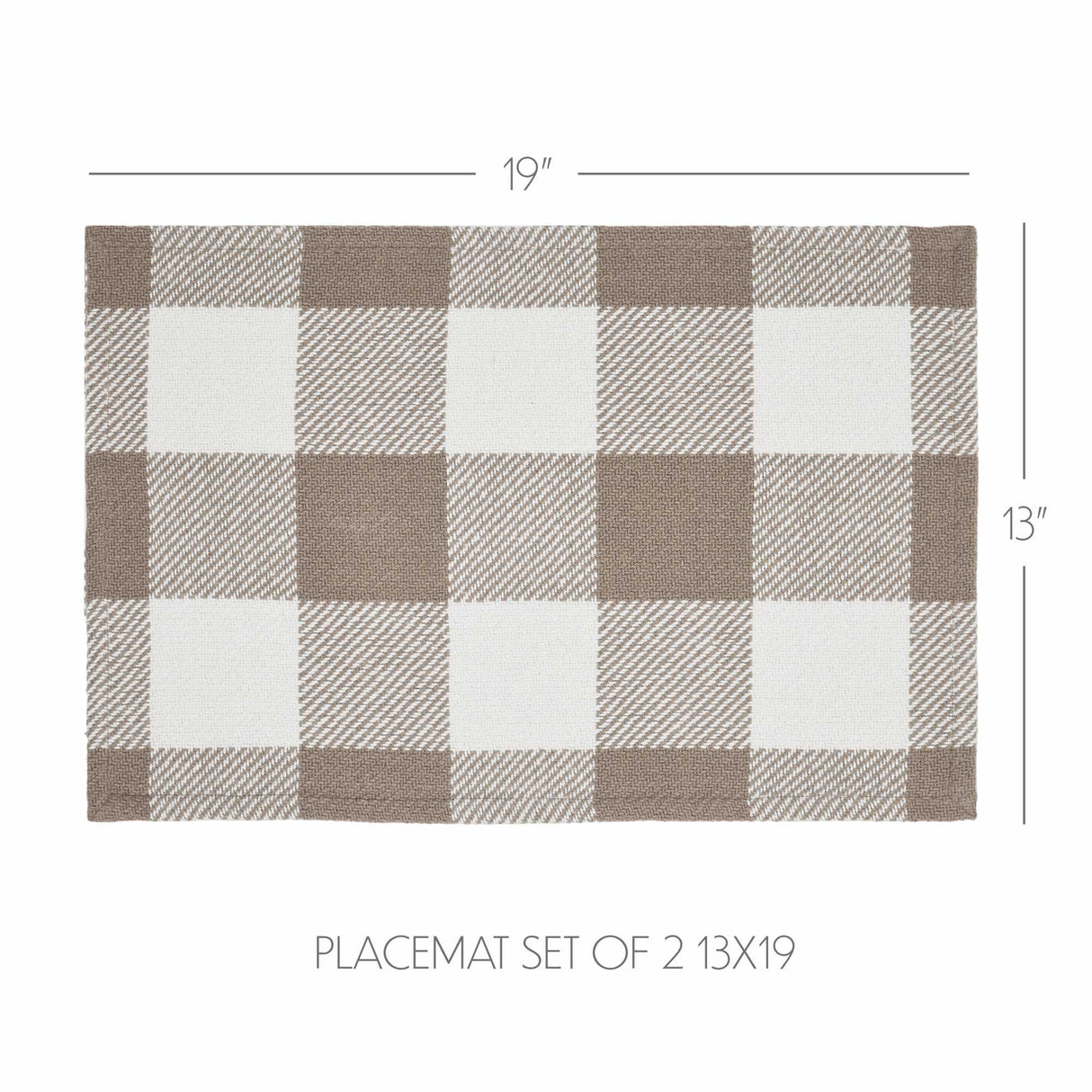 Placemat 13x19 Set of 2, Cotton Dining Room, Kitchen Placemat, Dining Table Placemats, Place Mat, Annie Buffalo Check Collection, Rectangle 13x19, Portabella, 6 Pack 12 Pack