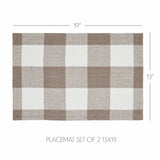 Placemat 13x19 Set of 2, Cotton Dining Room, Kitchen Placemat, Dining Table Placemats, Place Mat, Annie Buffalo Check Collection, Rectangle 13x19, Portabella, 6 Pack 12 Pack