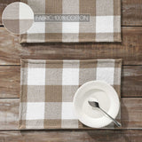Placemat 13x19 Set of 2, Cotton Dining Room, Kitchen Placemat, Dining Table Placemats, Place Mat, Annie Buffalo Check Collection, Rectangle 13x19, Portabella, 4 Pack