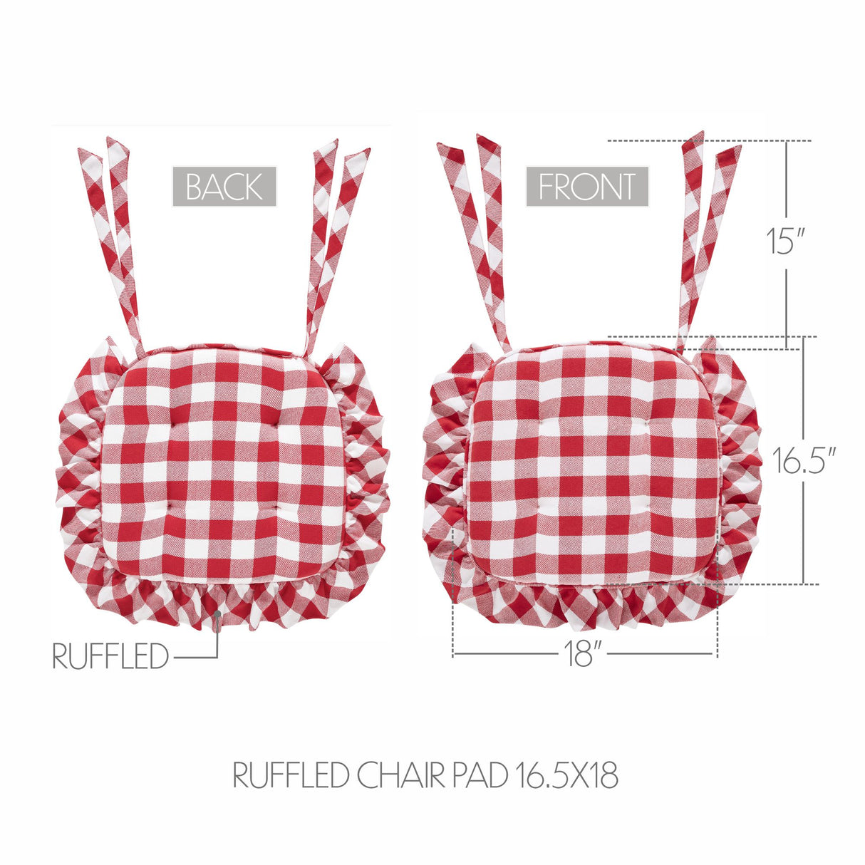 Annie Buffalo Check Ruffled Chair Pad 16.5x18