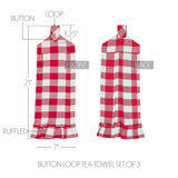 Annie Buffalo Check Red Button Loop Tea Towel Set of 3