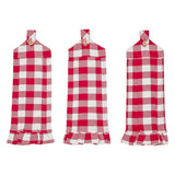 VHC Brands Annie Buffalo Check Red 7PC Set 2 Oven Mitt 2 Pot Holder and 3 Tea Towels