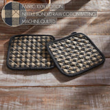 VHC Brands Black Check 4PC Set 2 Oven Mitts and 2 Pot Holders