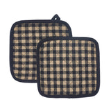 VHC Brands Black Check 4PC Set 2 Oven Mitts and 2 Pot Holders