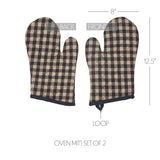 VHC Brands Black Check 7PC Set 2 Oven Mitt 2 Pot Holder and 3 Tea Towels