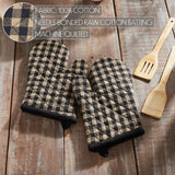VHC Brands Black Check 4PC Set 2 Oven Mitts and 2 Pot Holders