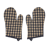 VHC Brands Black Check 7PC Set 2 Oven Mitt 2 Pot Holder and 3 Tea Towels