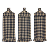 VHC Brands Black Check 7PC Set 2 Oven Mitt 2 Pot Holder and 3 Tea Towels