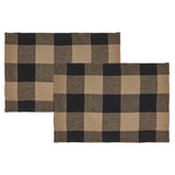 Placemat 13x19 Set of 2, Cotton Dining Room, Kitchen Placemat, Dining Table Placemats, Place Mat, Black Check Collection, Rectangle 13x19, Country Black, 6 Pack 12 Pack