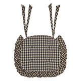 Black Check Ruffled 16.5x18 Inch Chair Pad