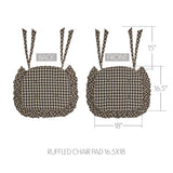 Black Check Ruffled 16.5x18 Inch Chair Pad
