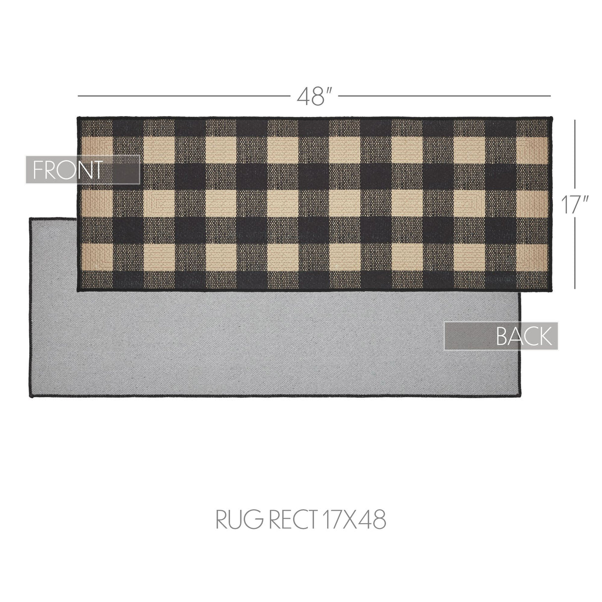 VHC Brands Black Check 2 Piece Rug Set, 17x36 and 17x48