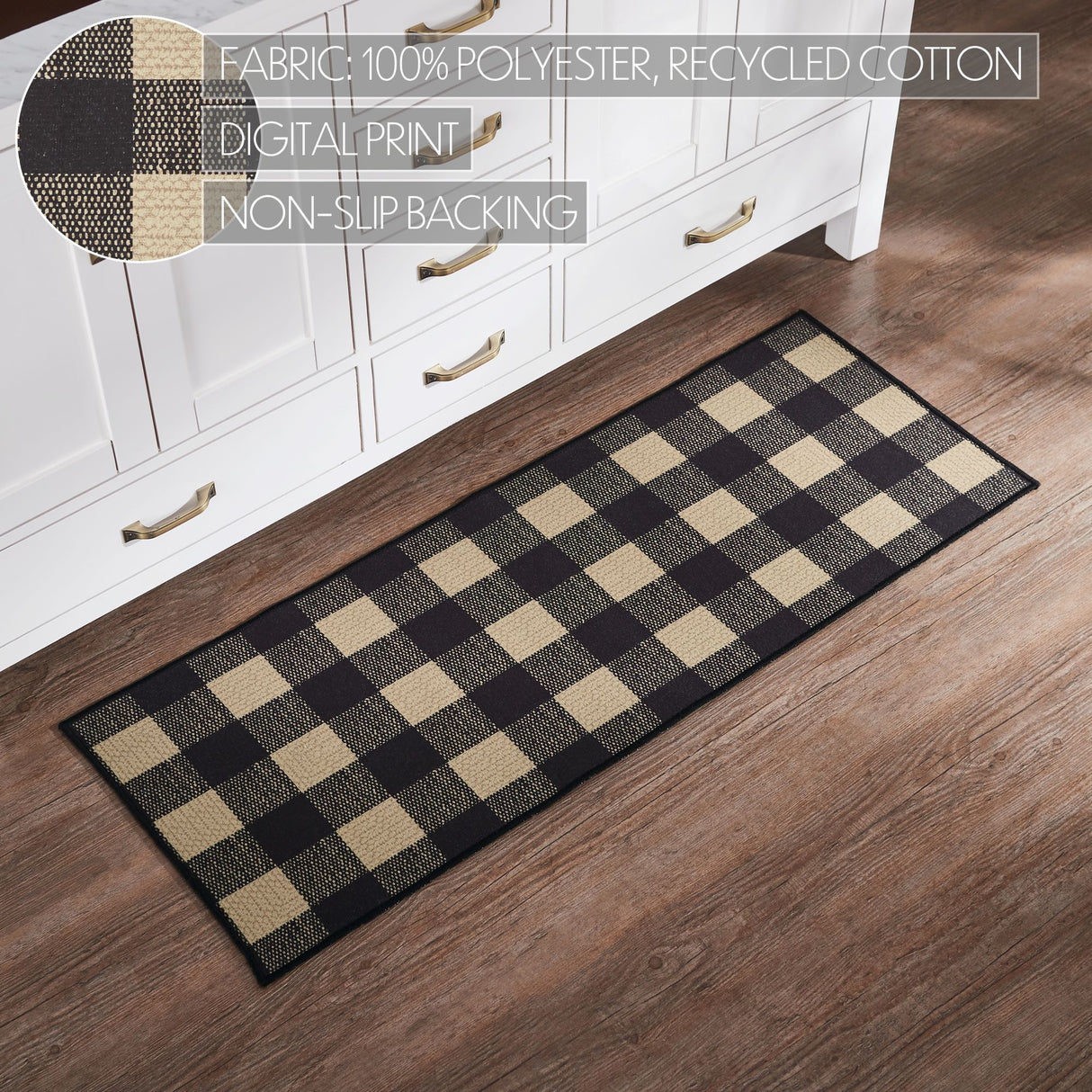 VHC Brands Black Check 2 Piece Rug Set, 17x36 and 17x48