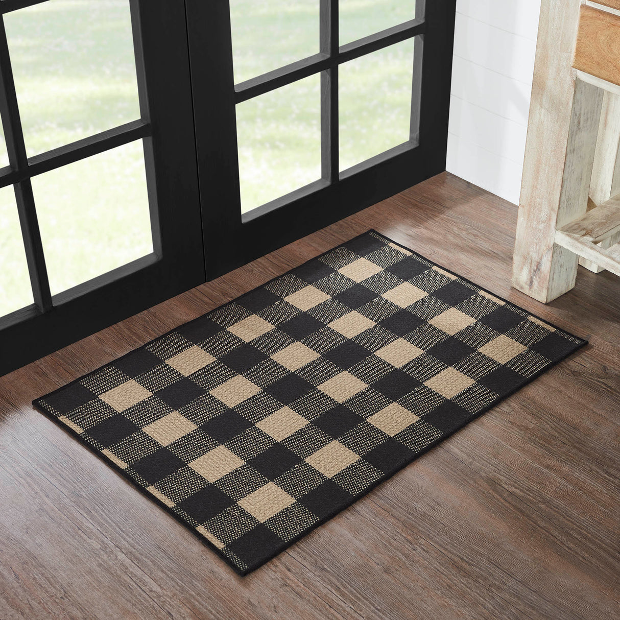 84760-Black-Check-Indoor/Outdoor-Rug-Rect-24x36-image-2