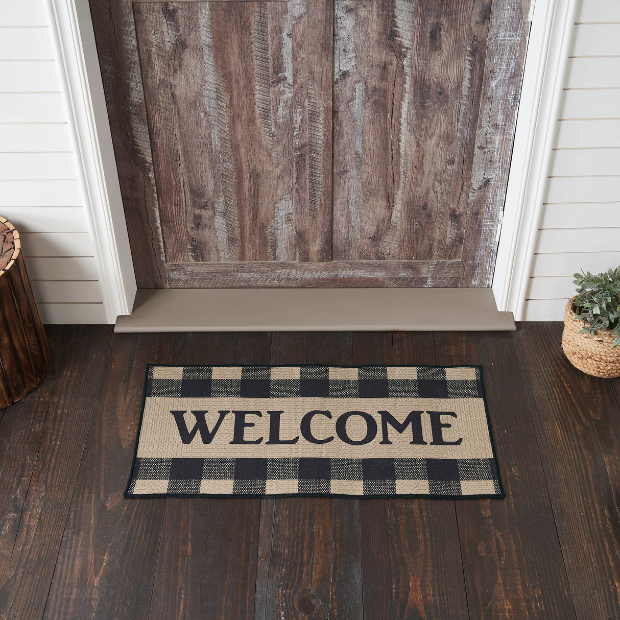 84767-Black-Check-Welcome-Indoor/Outdoor-Rug-Rect-17x36-image-1