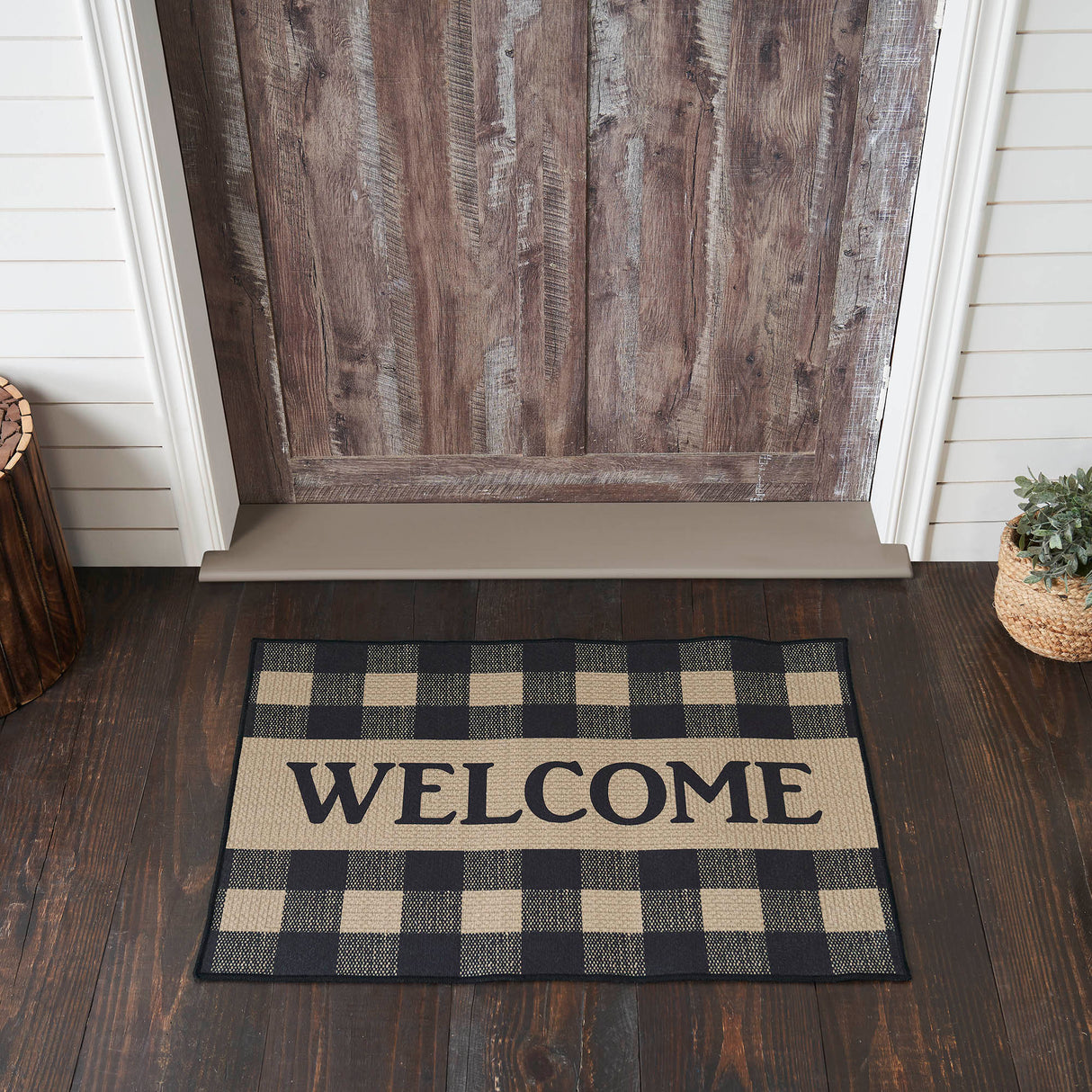 84769-Black-Check-Welcome-Indoor/Outdoor-Rug-Rect-24x36-image-2