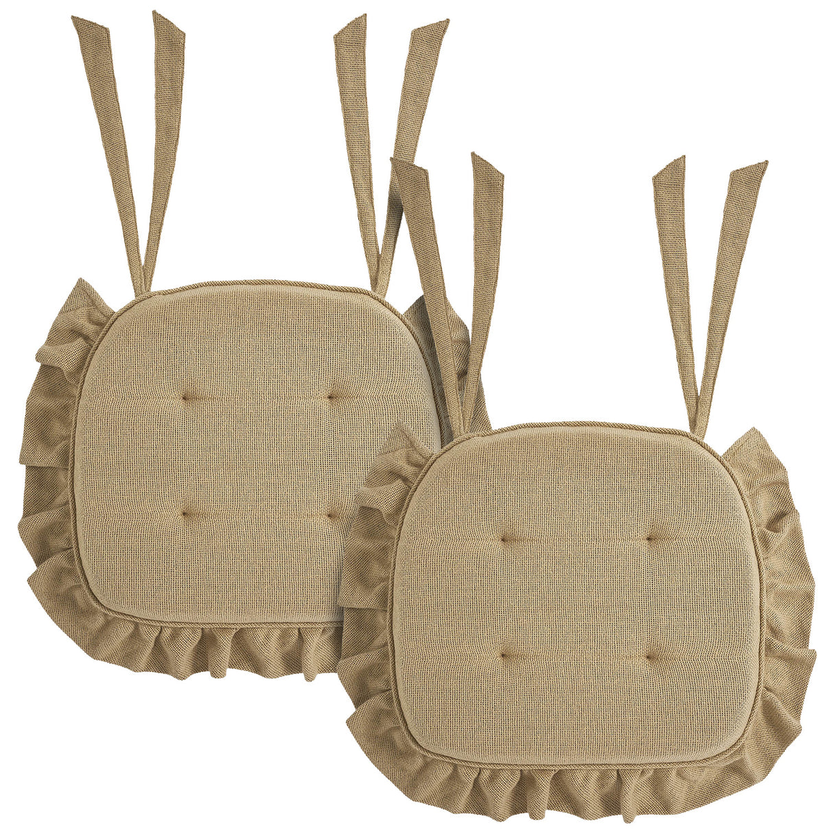 Burlap Natural Ruffled 16.5x18 Inch Chair Pad