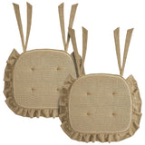 Burlap Natural Ruffled 16.5x18 Inch Chair Pad