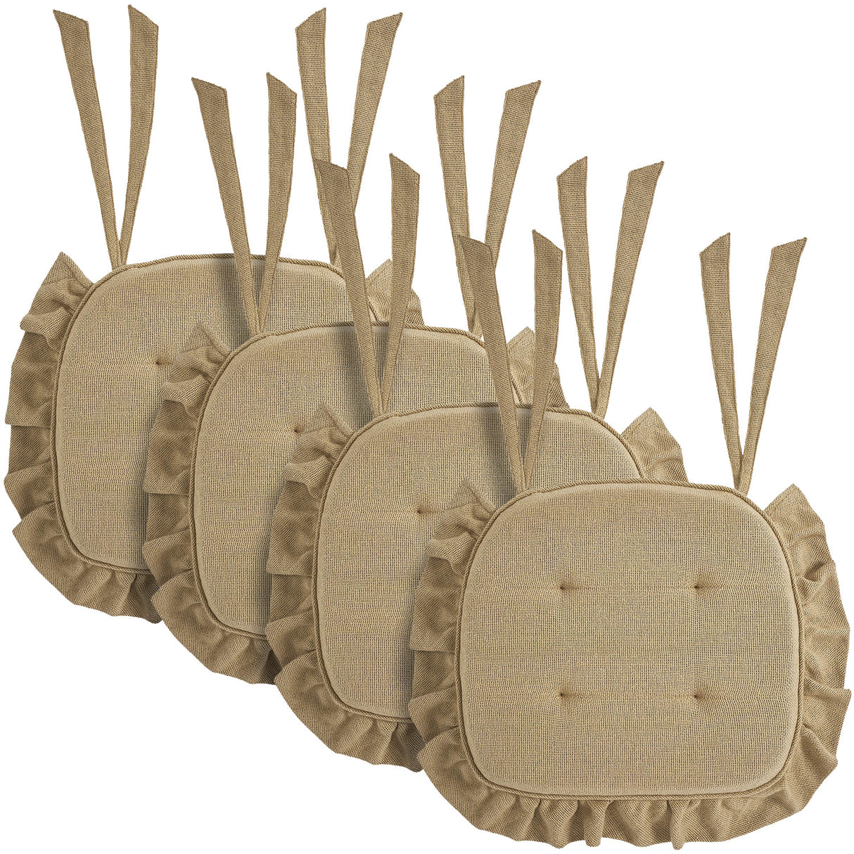 Burlap Natural Ruffled 16.5x18 Inch Chair Pad