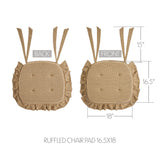Burlap Natural Ruffled 16.5x18 Inch Chair Pad