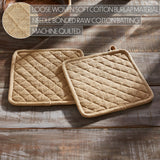 VHC Brands Burlap Natural 4PC Set 2 Oven Mitts and 2 Pot Holders