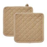 VHC Brands Burlap Natural 4PC Set 2 Oven Mitts and 2 Pot Holders