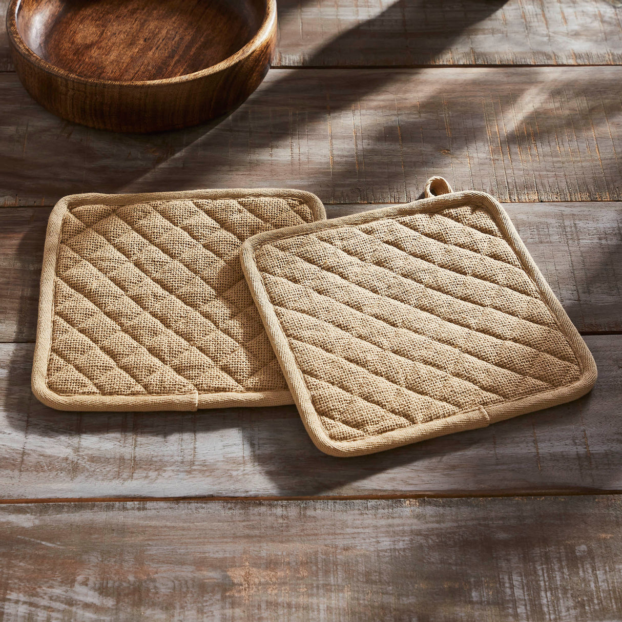 Burlap Natural Pot Holder Set of 2 8x8