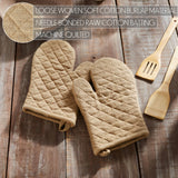 VHC Brands Burlap Natural 4PC Set 2 Oven Mitts and 2 Pot Holders