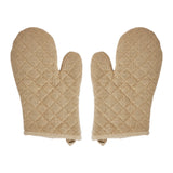 VHC Brands Burlap Natural 4PC Set 2 Oven Mitts and 2 Pot Holders