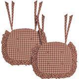 Burgundy Check Ruffled 16.5x18 Inch Chair Pad