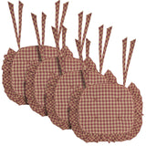 Burgundy Check Ruffled 16.5x18 Inch Chair Pad