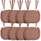 Burgundy Check Ruffled 16.5x18 Inch Chair Pad