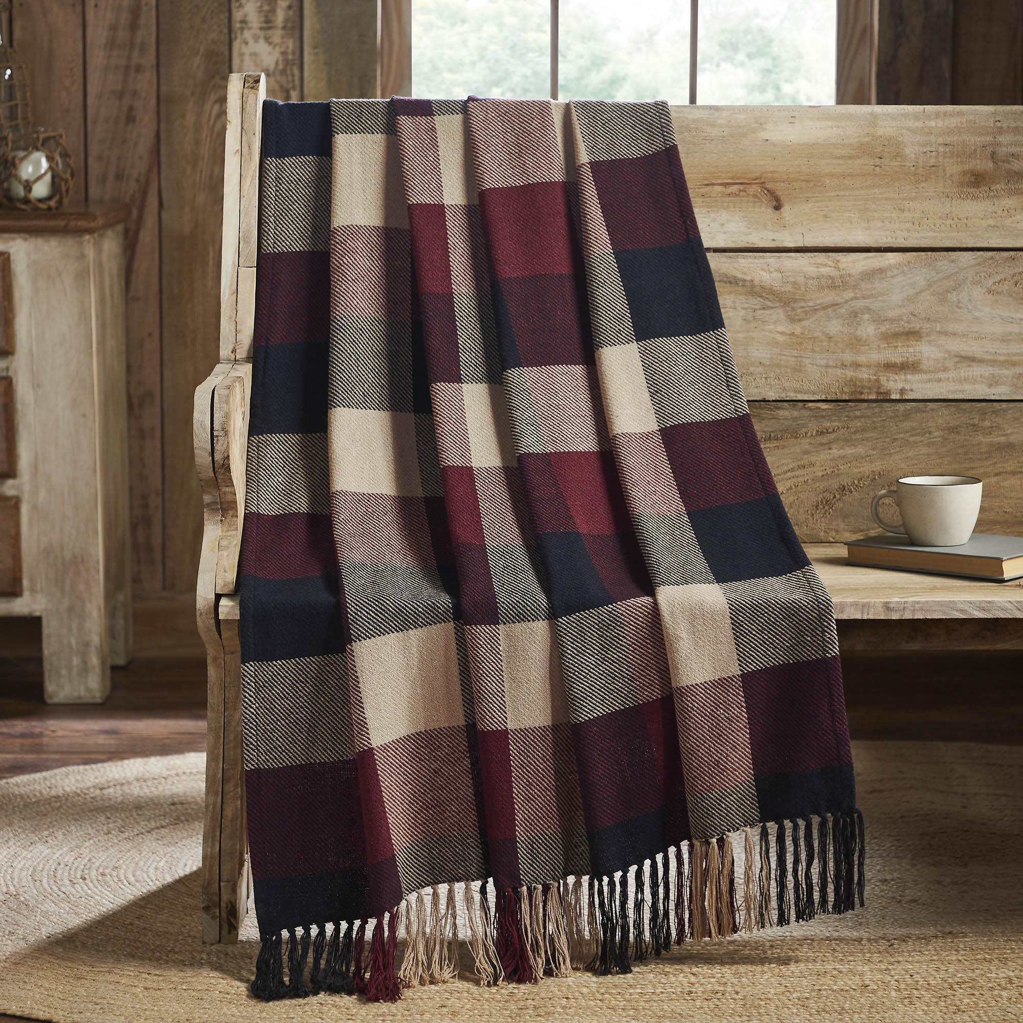 Heritage Farms Primitive Check Woven Throw 50x60 VHC Brands Home Decor