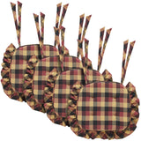 Heritage Farms Primitive Check 16.5x18 Inch Ruffled Chair Pad