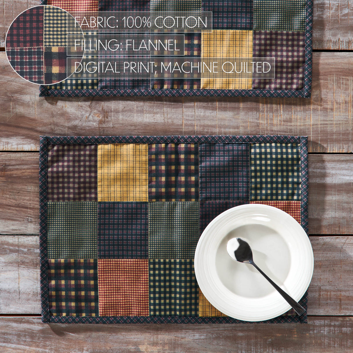 Heritage Farms Quilted Placemat Set of 2 13x19, 4 Pack 8 Pack