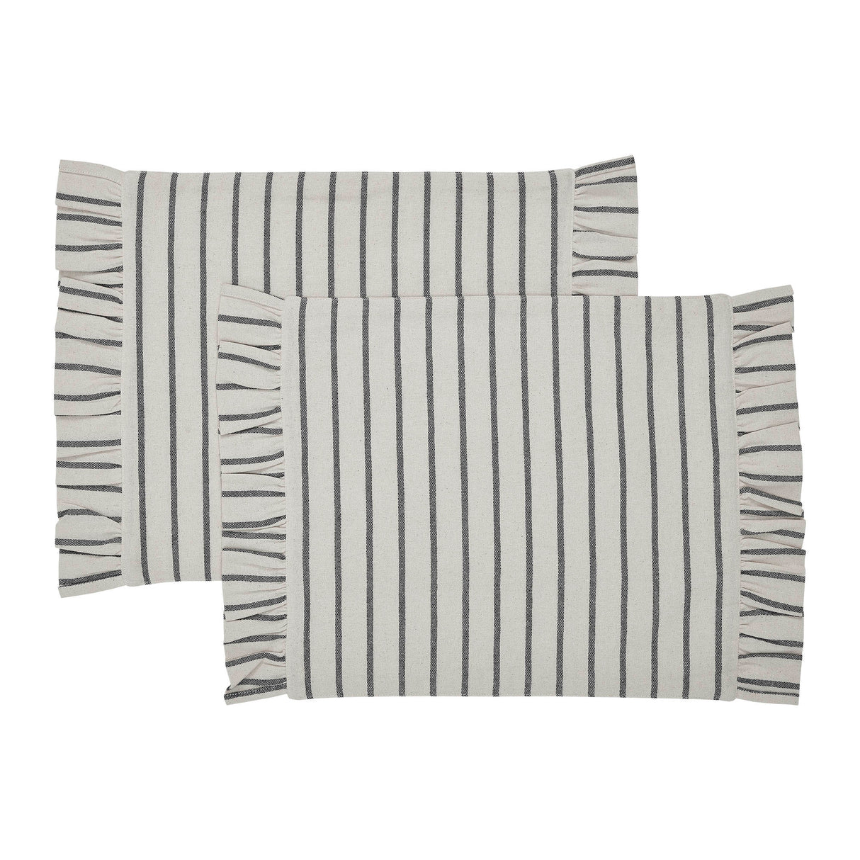 Kaila Ticking Stripe Ruffled Placemat Set of 2 13x19, 3 Pack 6 Pack