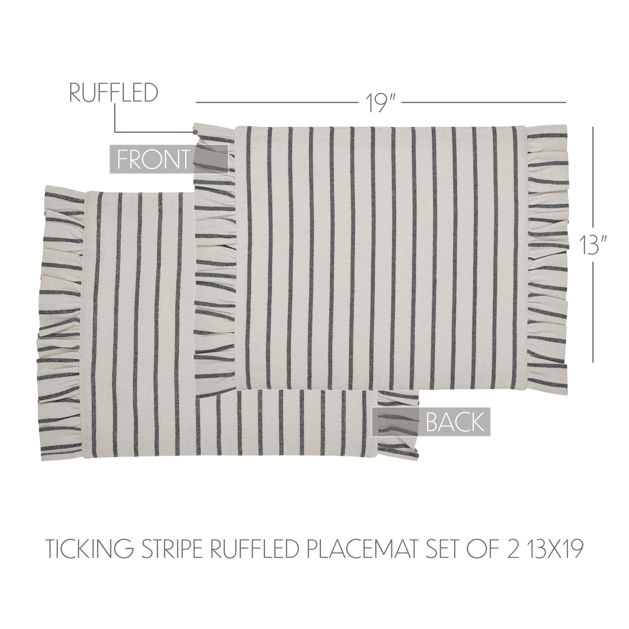 VHC Brands Kaila Ticking Stripe Placemat - Thumbnail 5