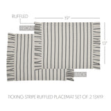 Kaila Ticking Stripe Ruffled Placemat Set of 2 13x19, 4 Pack