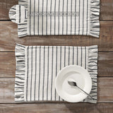 Kaila Ticking Stripe Ruffled Placemat Set of 2 13x19, 6 Pack 12 Pack