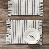 Kaila Ticking Stripe Ruffled Placemat Set of 2 13x19, 3 Pack 6 Pack