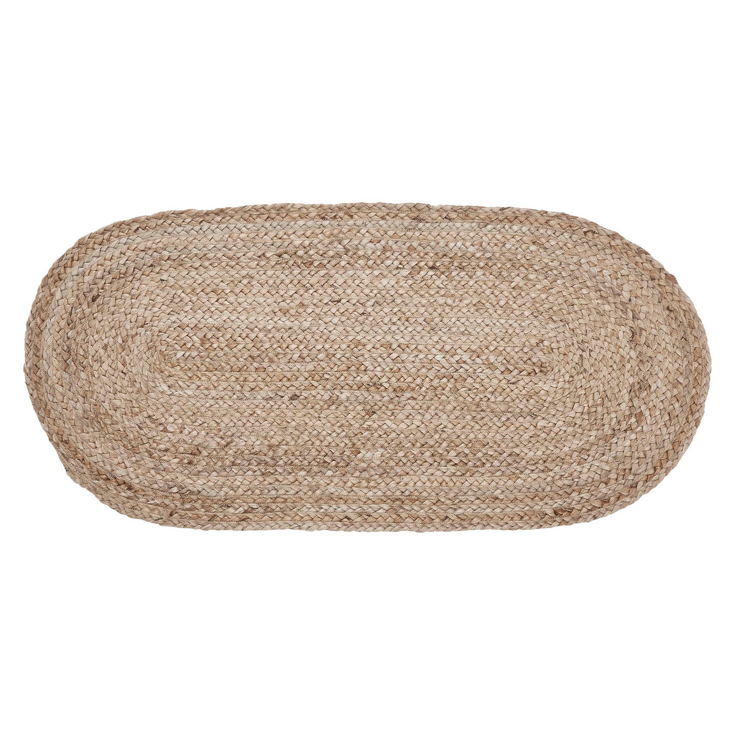 VHC Brands Jute Rug 17x36 w/ Pad, Jute Area Rug, Accent Rug, Floor Decor, Braided, Natural Jute Collection, Oval 17x36, Natural