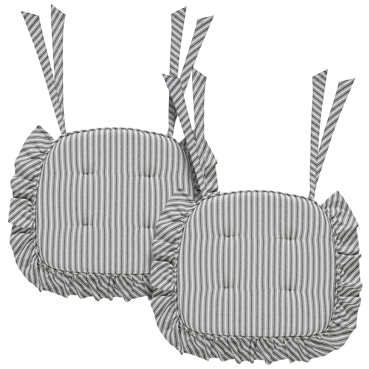 Sawyer Mill Ticking Stripe 16.5x18 Inch Ruffled Chair Pad
