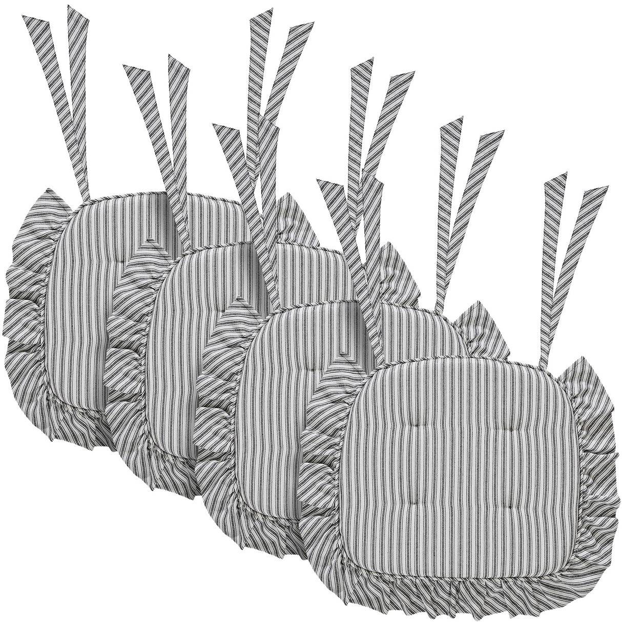 Sawyer Mill Ticking Stripe 16.5x18 Inch Ruffled Chair Pad