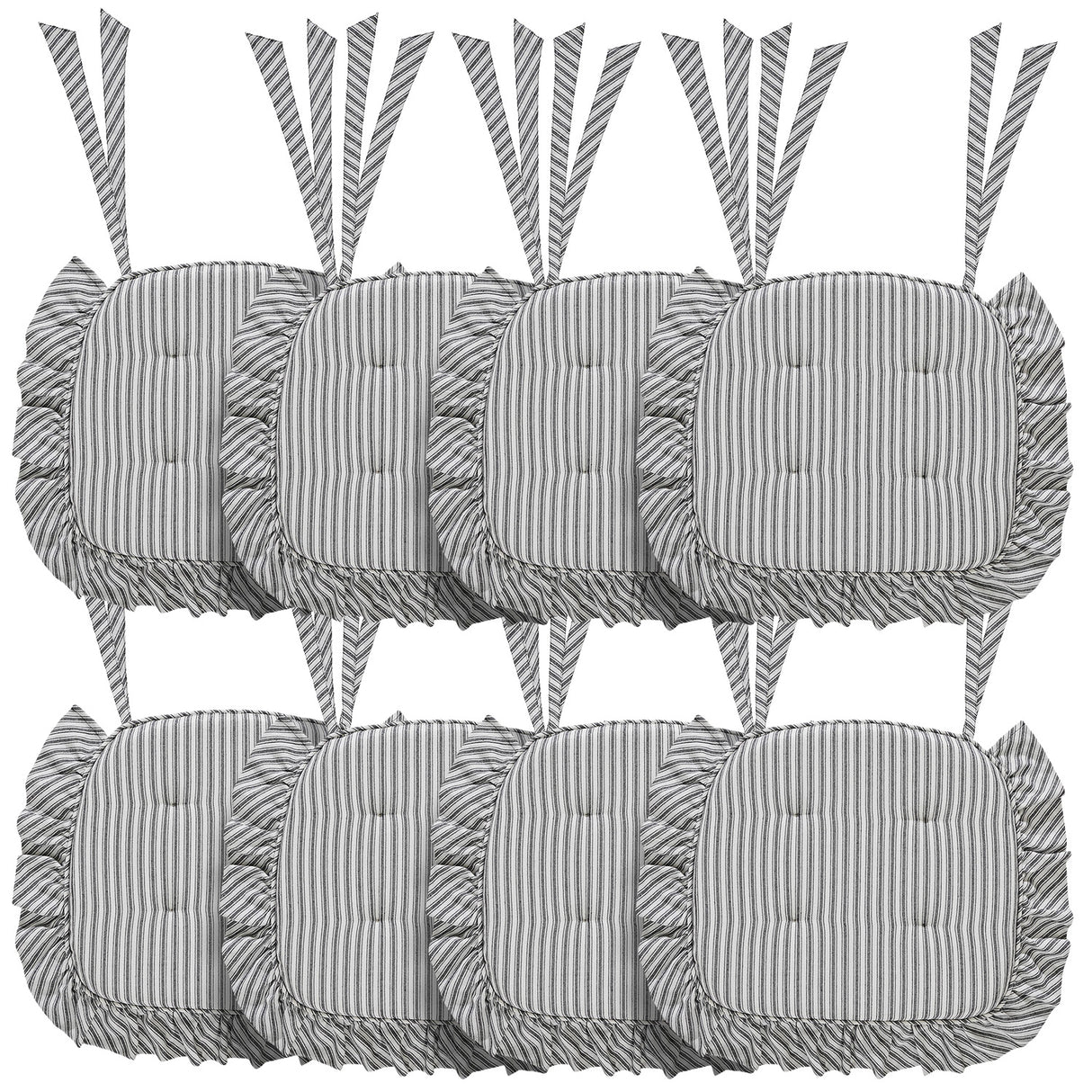 Sawyer Mill Ticking Stripe 16.5x18 Inch Ruffled Chair Pad