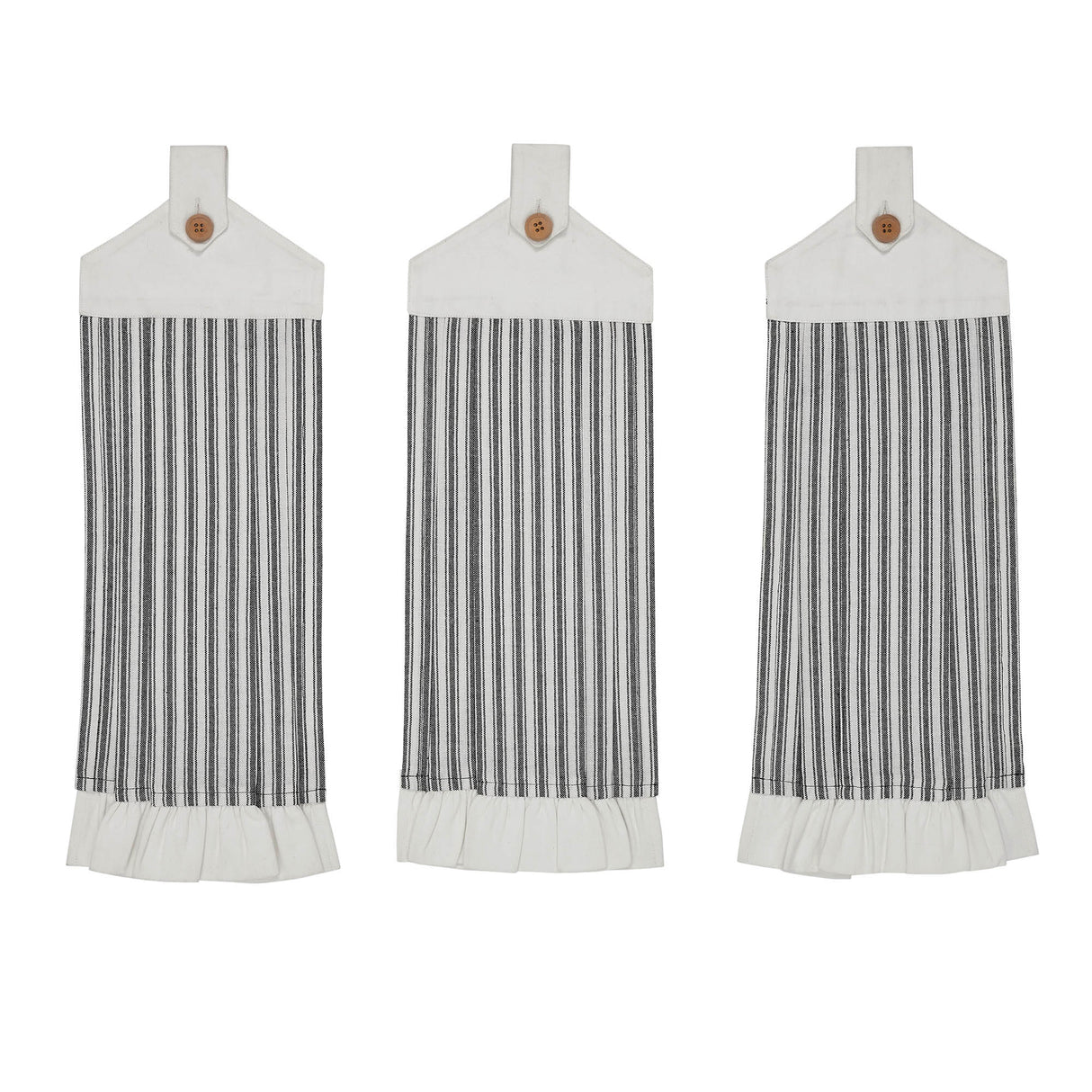 VHC Brands Sawyer Mill Black 7PC Set 2 Oven Mitts 2 Pot Holders and 3 Tea Towels