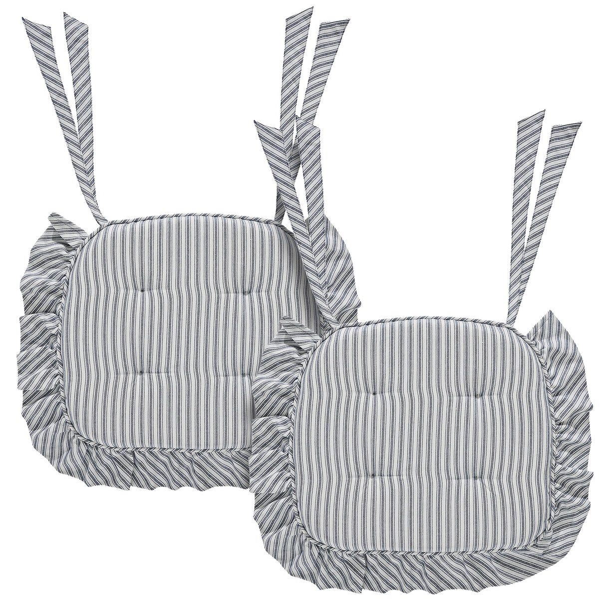 Sawyer Mill Ticking Stripe 16.5x18 Inch Ruffled Chair Pad
