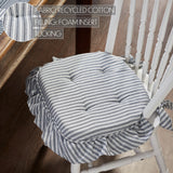 Sawyer Mill Ticking Stripe 16.5x18 Inch Ruffled Chair Pad